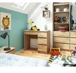Schreibtisch 90cm mit 4 Schubladen Computertisch Arbeitstisch f&uuml;r B&uuml;ro & Kinder -