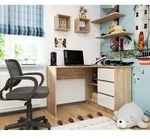 Eckschreibtisch 124cm mit 3 Schubladen L-Form Computertisch Eckschrank 2...