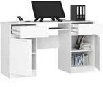 Schreibtisch 135cm mit 2 T&uuml;ren 2 Schubladen Computertisch Tastaturauszug 5...