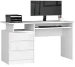Schreibtisch 135x60cm 3 Schubladen Computertisch Tastaturauszug - Wei&szlig;