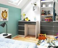 Schreibtisch 90cm mit 4 Schubladen Computertisch Arbeitstisch f&uuml;r B&uuml;ro &...