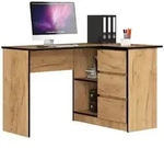 Eckschreibtisch 124cm mit 3 Schubladen L-Form Computertisch Eckschrank 2 F&auml;cher