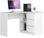 Eckschreibtisch 124cm mit 3 Schubladen L-Form Computertisch Eckschrank 2...
