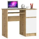 Computertisch 90 cm | Schreibtisch | mit Tastaturauszug mit Stauraum - Wei&szlig;