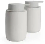 Keramik Seifenspender Set Grau 2 St&uuml;ck 350ml Nachf&uuml;llbar f&uuml;r K&uuml;che Bad