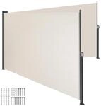 tectake&reg; Doppel-Seitenmarkise 180 x 600 cm ausziehbar, mit Aufrollmechanismus