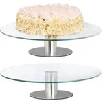 Relaxdays Tortenplatte mit Fu&szlig;, 2er Set, drehbar, &empty; 30 cm, zum Servieren, runde