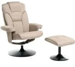 BELIANI Relaxsessel mit Fu&szlig;hocker Taupe Stoff Drehbar Manuell Verstellbar