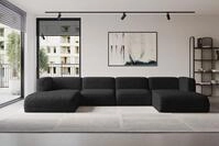 ALTDECOR Ecksofa - MIRA-U2 - 408x179x70 - Schwarz - Corner Sofa Eckcouch Couch