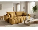 Ecksofa 280x184 cm mit Schlaffunktion & Bettkasten &ndash; Senfgelb Samt &ndash; L-Sofa