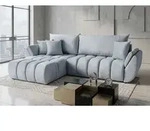 Ecksofa 280x184 cm mit Schlaffunktion & Bettkasten &ndash; Hellgrau Samt &ndash; L-Sofa