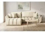Ecksofa 280x184 cm mit Schlaffunktion & Bettkasten &ndash; Beige Samt &ndash; L-Sofa