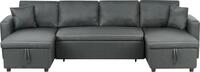 BELIANI Sofa Dunkelgrau Polsterbezug U-F&ouml;rmig Zeitgen&ouml;ssisch Zierkissen...