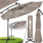 tillvex Alu Ampelschirm Cappuccino LED Solar &Oslash; 350 cm mit Kurbel |...