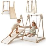 Mamabrum Indoor Spielplatz Holz mit Rutsche Schaukel Kletterwand