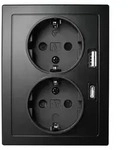 Schutzkontakt-Steckdose McPower Flair 2-fach 250V/16A USB-A+C PD20W schwarz