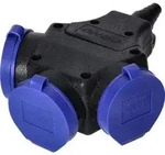 IP44-Schalter, 3*2P+Z, Schuko 16A, 230V AC - ON-13209GS - Schwarz