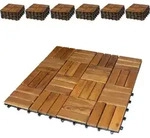BigDean 66er Pack Holzfliesen f&uuml;r Balkon 30x30 cm - 6 Quadratmeter - aus