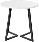 Runder Esstisch Marmormuster Metallgestell 80 cm Wei&szlig;/Schwarz MDF