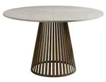 MIRJAN24 Tisch Cone 120, Esszimmer Tisch, Beine aus Stahl (Farbe: Braun / Travertin)