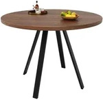 Runder Esstisch 80x80x75cm K&uuml;chentisch f&uuml;r 4 Personen Walnuss MDF Schwarz...