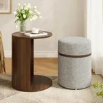 okwish Runder Beistelltisch mit Hocker,multifunktionales Couchtisch mit...