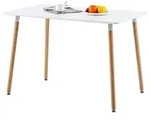 Esstisch Rechteckig MDF Wei&szlig; Buchenholzbeine 110 x 70 x 73 cm f&uuml;r 4-6...
