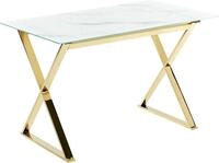 BELIANI Esstisch Marmor-Effekt und Gold temperiertes Glas und Metallbeine...