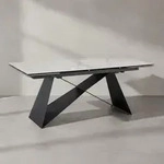 Esszimmertisch 180 - 260 cm Ausziehbar Keramik Glas Wei&szlig;, Keramiktisch...