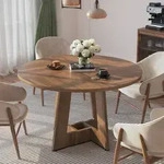 Esstisch Rund f&uuml;r 4-6 Personen 120cm Holzoptik Braun stabil montierbar