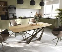 DELIFE Esstisch Edge Boot 180-220x100 cm Keramik Laminam&reg; Sabbia Eichefarbig...