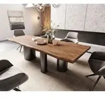 DELIFE Esstisch Edge 260x100 XL Akazie Braun Troa Edelstahl Graphit Live-Edge -...
