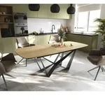 DELIFE Esstisch Edge Boot 180-220x100 cm Keramik Laminam&reg; Sabbia Eichefarbig...