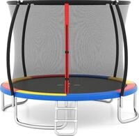 COSTWAY 305cm Trampolin Outdoor, Gartentrampolin rund mit Leiter,...