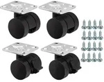 SOTECH M&ouml;belrolle AACHEN &Oslash; 35 mm schwarz &ndash; Anschraubplatte 47&times;47 mm (2+2 Set)