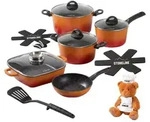 STONELINE&reg; Kochgeschirr-Set 15-teilig 18/20/24 | mit Deckeln - Orange - Orange