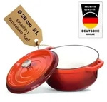 Emaillierter Gusseisen Topf mit Deckel &Oslash;26 cm 5L - Br&auml;ter Dutch Oven f&uuml;r alle