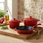Profi Gusseisen Topfset 3-teilig, Set aus Pfanne, Kochtopf und Stielkasserolle,