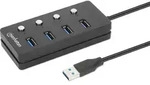 Manhattan 180887, USB 3.2 Gen 1 (3.1 Gen 1) Type-A, Schwarz, USB 3.2 Gen 1 (3.1 Gen