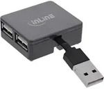InLine USB 2.0 4-Port Hub, USB-A Stecker auf 4x USB-A Buchse, Kabel 4cm, USB 2.0