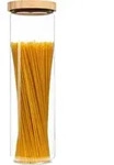 Stapelglas mit Bambusdeckel 1700 ml stapelbar luftdicht - Transparent
