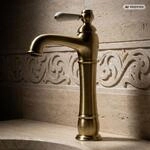 PaulGurkes Nostalgie Armatur Bronze Messing Lang f&uuml;r Aufsatzwaschbecken