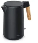 Arendo Wasserkocher Wood Style CORE, 1,5 l, 2200 W, Teekocher mit...