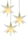 3D Weihnachtsstern 10 cm 3er Set mit Timer - wei&szlig; - Deko Leuchtstern Batterie