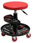 Relaxdays Werkstatthocker, Rollen, h&ouml;henverstellbar, Montagehocker, Ablage, 5