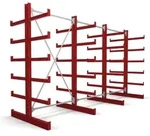 STIER Kragarmregal doppelseitig 3 Felder mit 5 Ebenen 3900x2000x500mm feuerrot