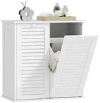 HOMCOM W&auml;scheschrank, Badschrank mit 2 W&auml;schek&ouml;rben, Griffen, Lamellent&uuml;ren...