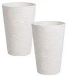 BELIANI Blumentopf 2er Set Wei&szlig; Kunststoff Rund 35 cm Modernes Design Garten...