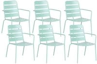 BELIANI Gartenst&uuml;hle 6er Set Mintgr&uuml;n Eisen Pulverbeschichtet Modernes Design