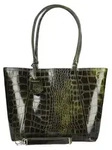 Ger&auml;umige diebstahlsichere Leder Handtasche in Reptiloptik mit